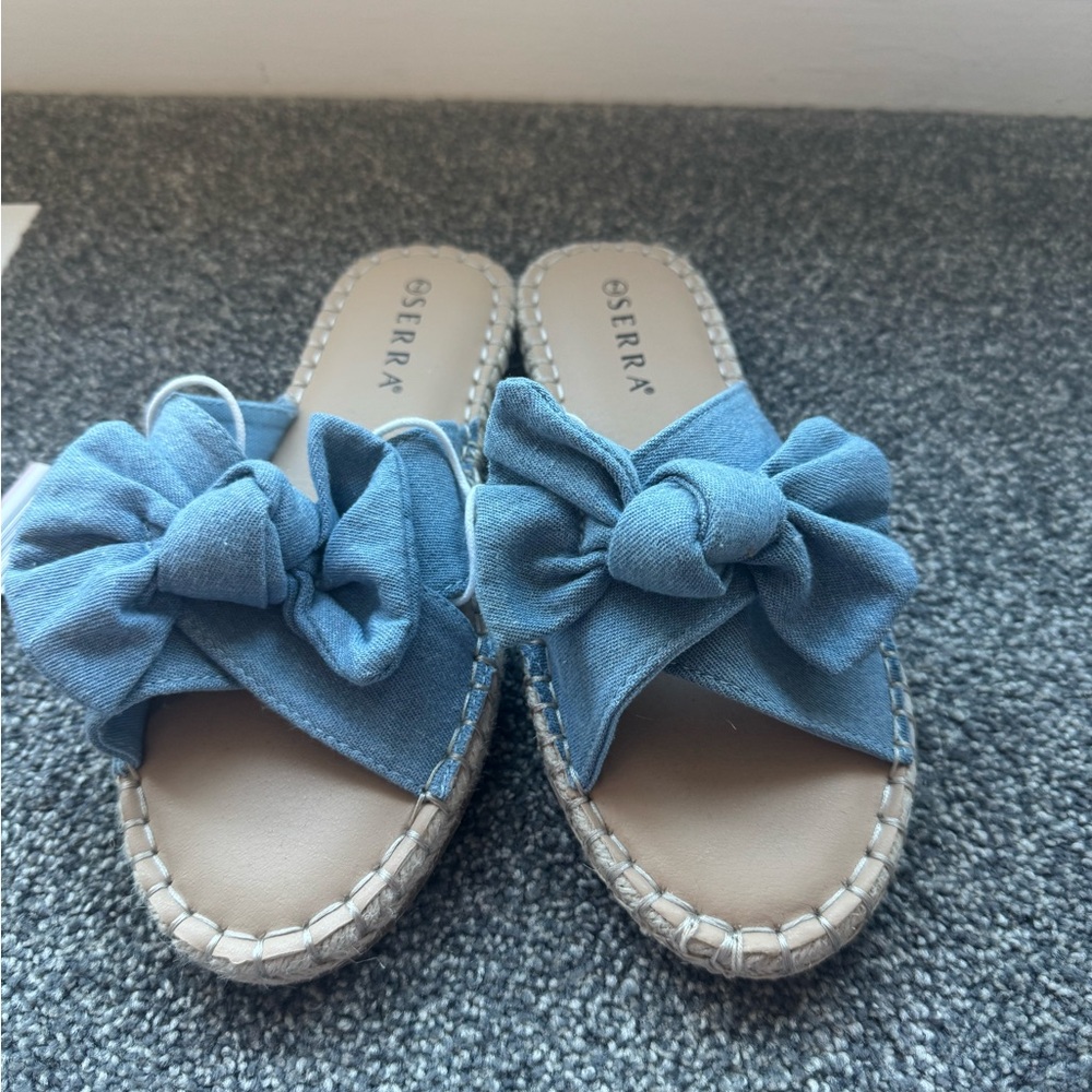 Serra Denim Blue Bow Sandals - Picture 2 of 2